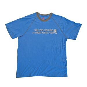 Hanes Blue Humor Funny Graphic Tee with Gray Accents